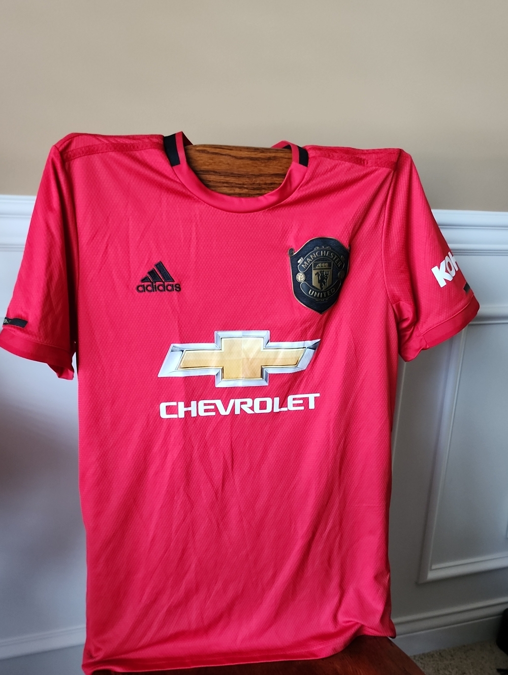 adidas Red Manchester United Soccer Jersey with Chevrolet Logo Adult Medium